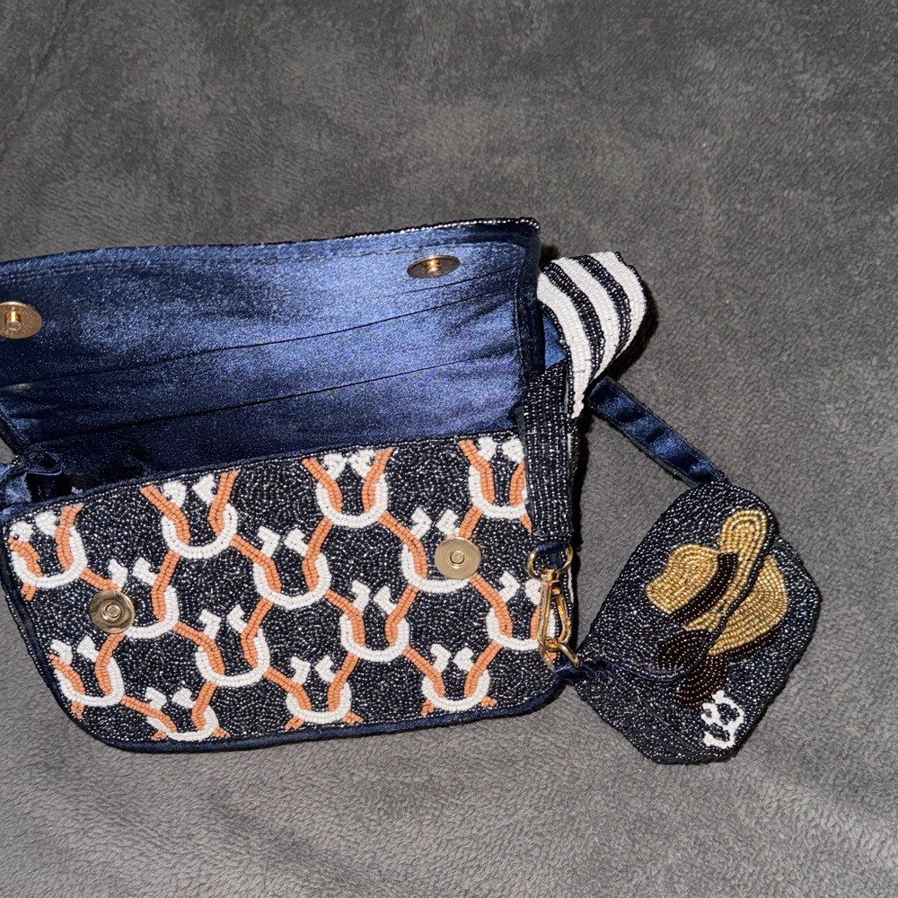 Rachel Zoe Navy and Orange Beaded Clutch - Picture 3 of 3